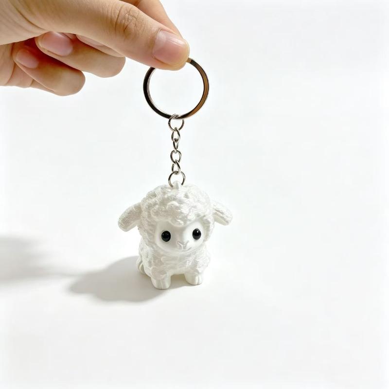 3D Printed Cute Sheep Keychain For Women Bag Decor Lovely Lamb Keyring Backpack Pendant Kawaii New Year Gifts Keychain Accessory