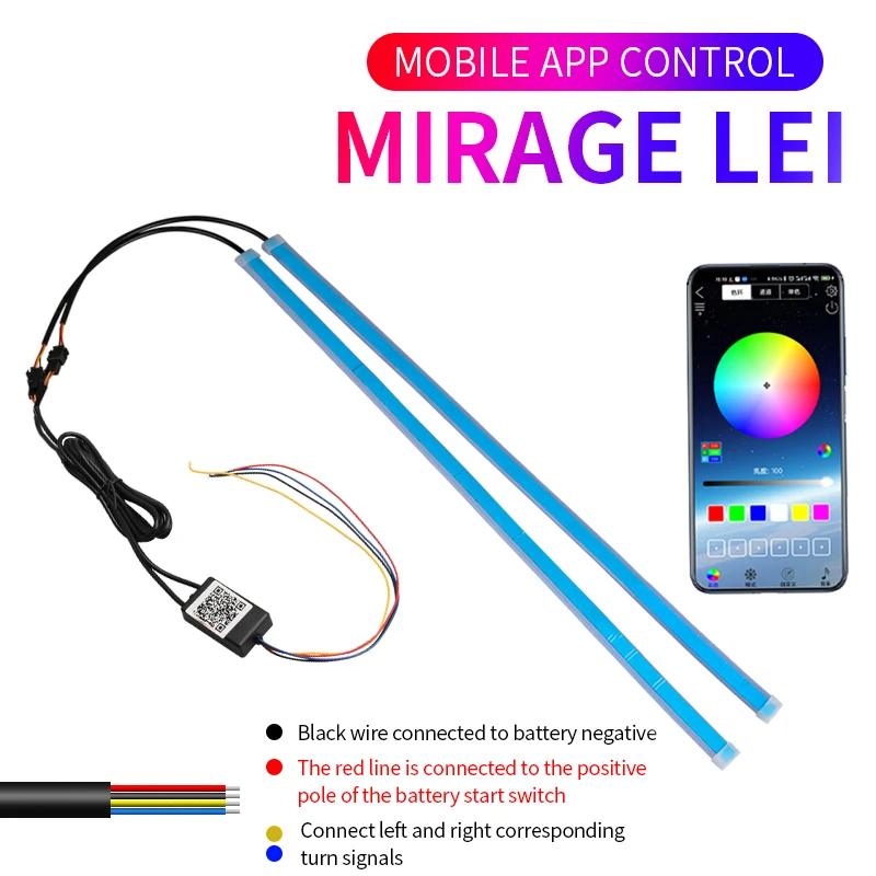 App Control RGB Daytime Running Light DRL Flowing Turn Signal Lights Multiple Modes And Colors 12V Car Decorative Light Strip