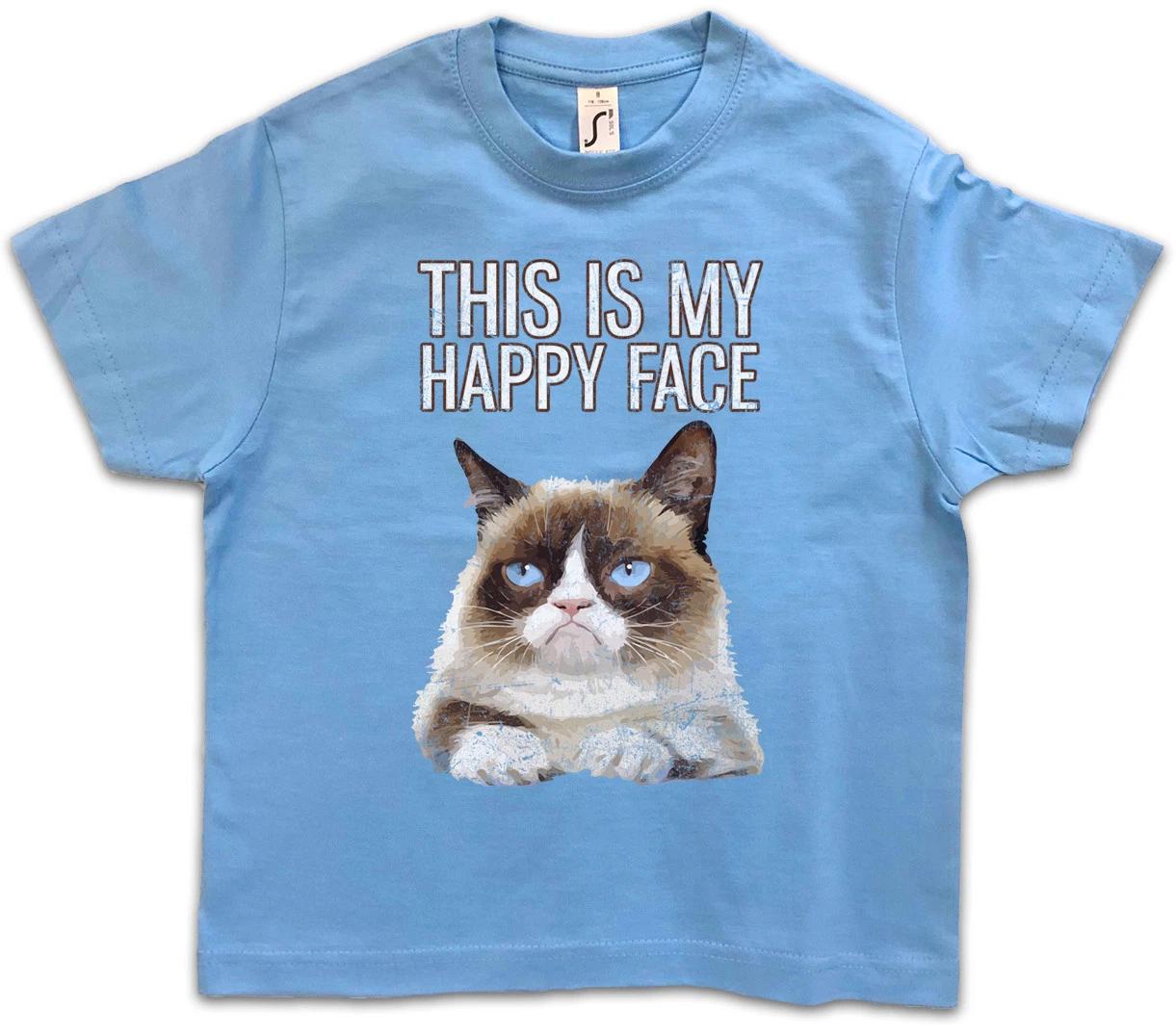THIS IS MY HAPPY FACE Kids Boys kids boys T-Shirt Grumpy Cat Smile Fun Cute Rockabella 130