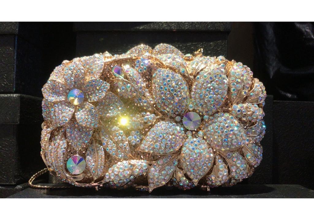 Mermaid handmade diamond-encrusted evening bag foreign trade empty metal hard box full of diamonds hand bag for women Stone Clut