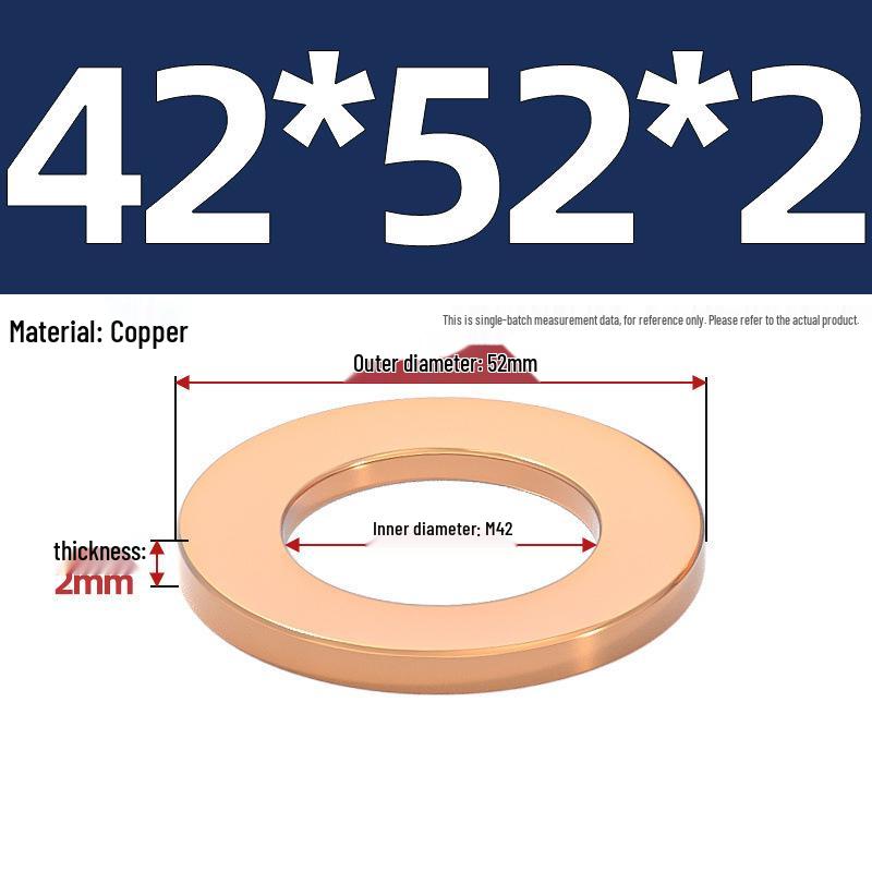 Pure Red Copper Gasket Sealing Ring for Marine Instruments, Metal Flat Washer M3-M60mm