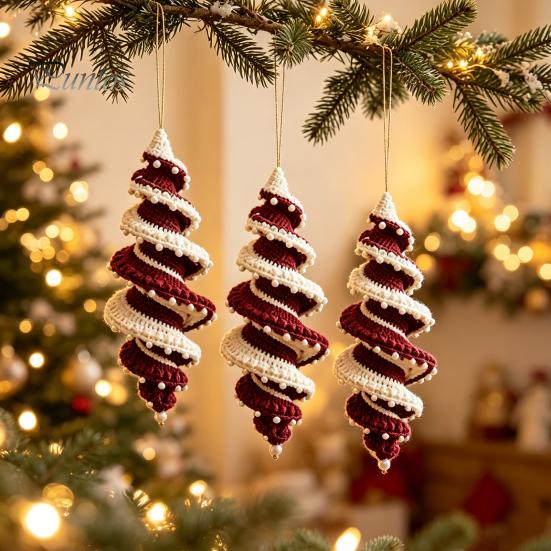 Handmade Gifts for Friends And Family Christmas Ornament Crochet Kit, DIY Spiral Tree Starter Xmas Easy Craft Kits Adults Kit Holiday Home Decoration,
