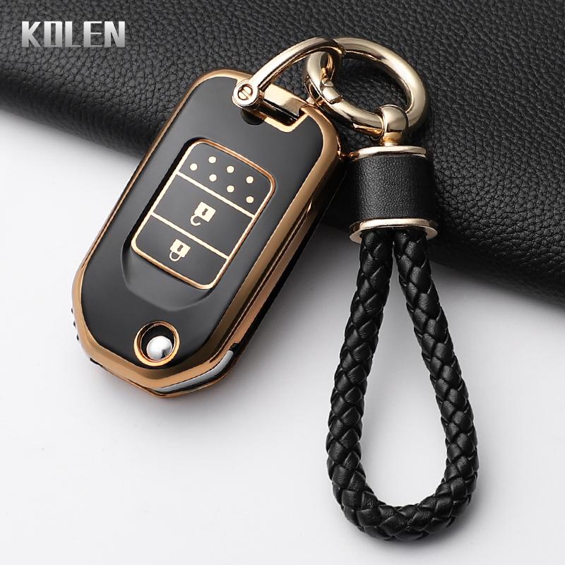 Fashion Tpu Car Folding Key Case Cover For Honda Civic Cr-V Hr-V Agreement Jade Crider Odyssey Protected Keychain Fob Shell Bag