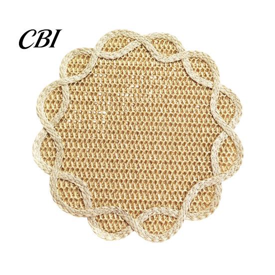 Anti Slip Dinner Mat Woven Placemat, Heat Insulation Non-Slip Table Mat, Retro Style Petal Home Dining Placemat Shape for Cafe Picnic Decor бежевый