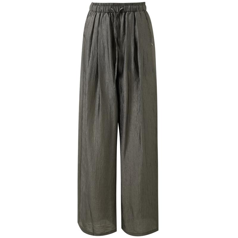 Sancai Women's High-Waist Acetate Wide-Leg Pants