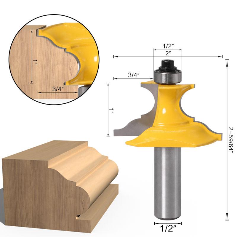 2pc Wainscoting Roman Ogee & Pedestal Router Bit C3 Carbide Tipped Wood Cutting Tool 1/2inch 12mm Shank Woodworking Router Bits