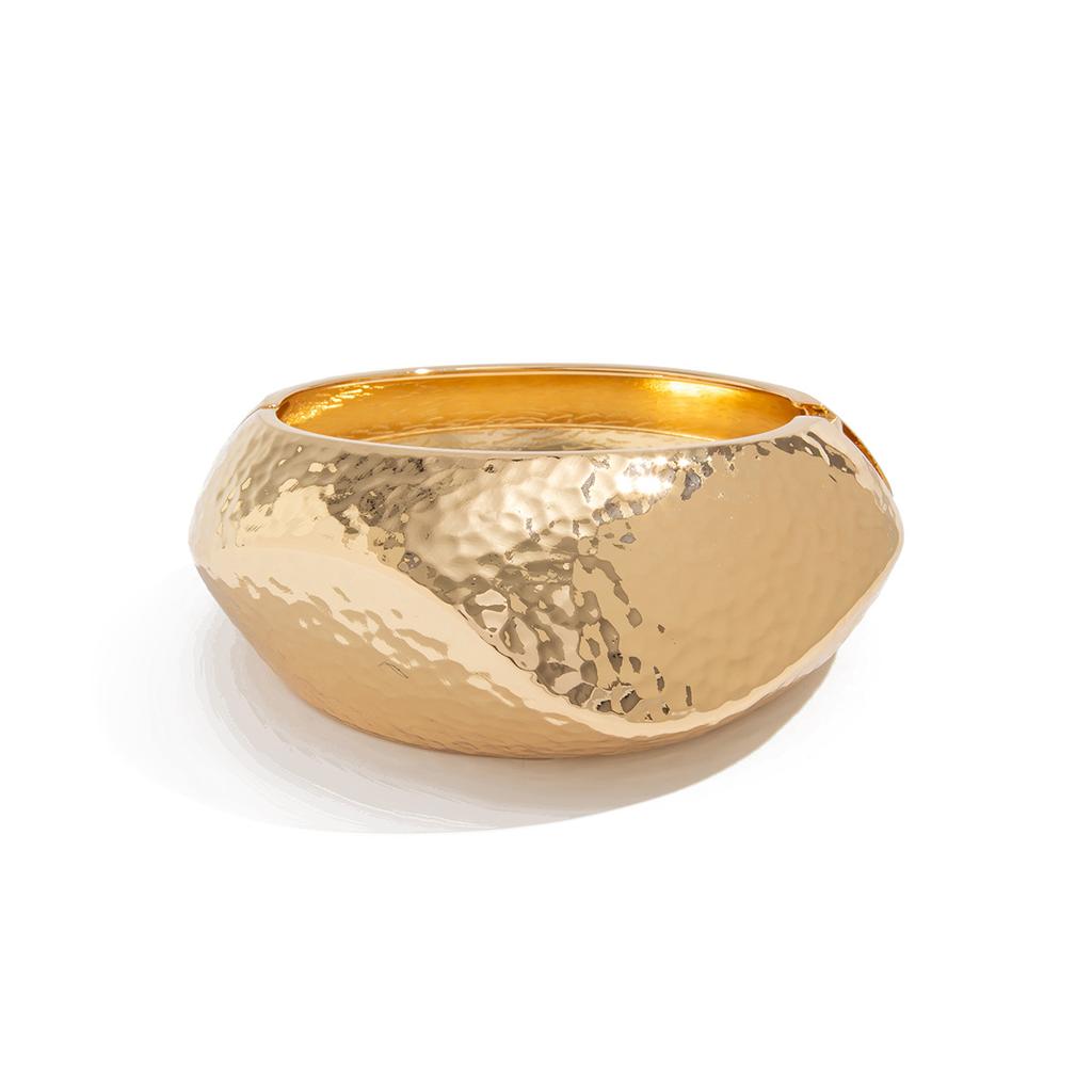Exaggerated Metal Glossy Wide Bracelet Bracelet Fashion Knock Pattern Faceted Spring Buckle Bracelet