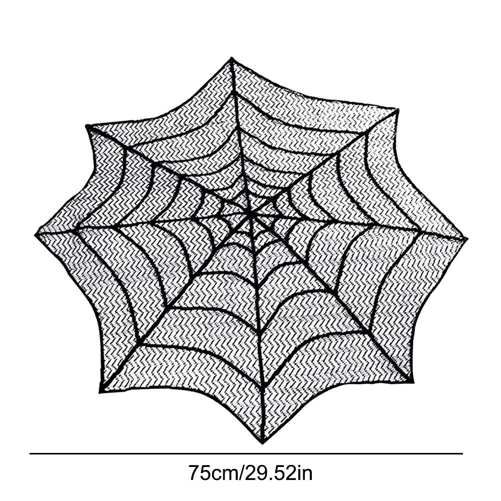 Halloween Lace Spider Web Table Runner Tablecloth Halloween Black Fireplace Mantel Cover for Home Party Halloween Decoration