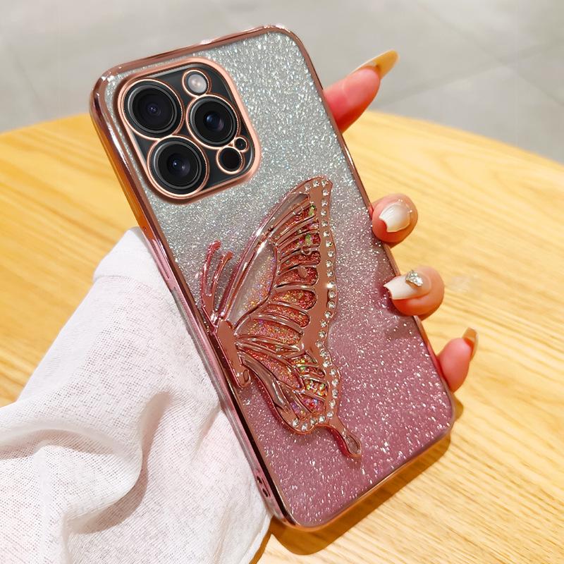 Etui na telefon komórkowy iPhone15 Ruchomy piasek Motyl 14 Apple 16 Promax Gradientowe Brokatowe Silikonowe Etui 13