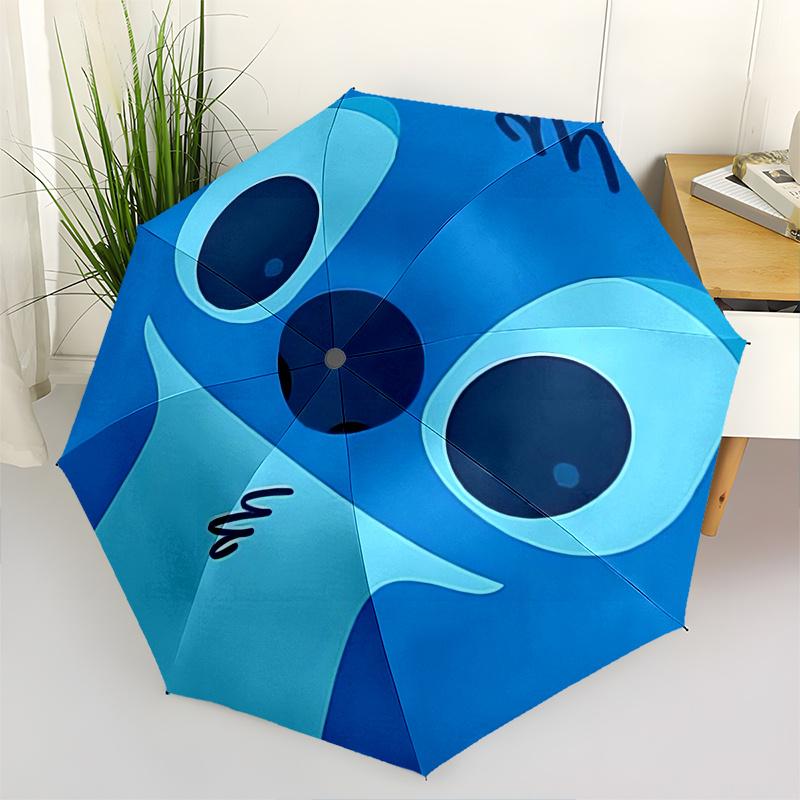 

Stitch Themed Automatic Opening and Closing Folding Umbrella, Reinforced 8 Ribs, Compact Travel Design, Fashionable Folding Umbrella, Valent