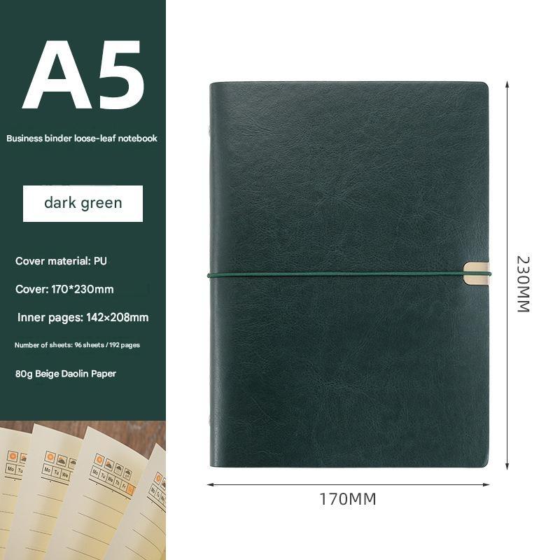SYC A5 Diario Business Copertina Rigida in Pelle Raccoglitore ad Anelli 6 Anelli Fogli Mobili 100 Fogli Vuoti Rigati Stampato Planner Regalo