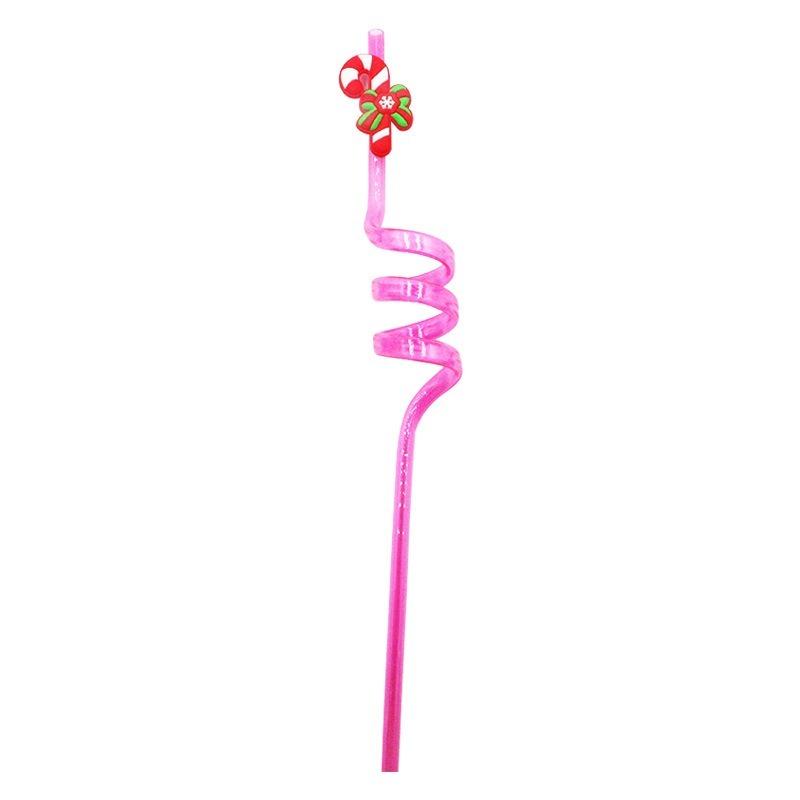 2026 New Christmas Curved Straw Christmas Party Repeatable Straw Cartoon Santa Claus Snowman Style Personalized Party Decor