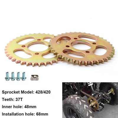 ATV 420/428 Zincir 37 Dişli Arka Dişli Çarkı 48mm 68mm Cıvata Aralığı 50cc 110cc 125cc Çin Dört Tekerlekli Arazi Araçları 4 Tekerlekli Üç Tekerlekli Motosiklet İçin