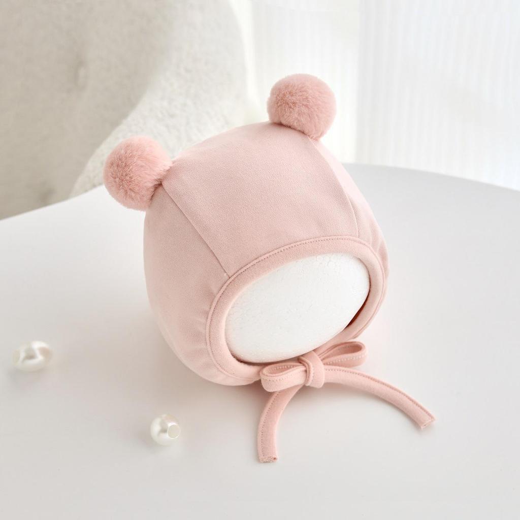 Jingqi Cute Newborn Ear Protection Tie-On Hat for Autumn and Winter.