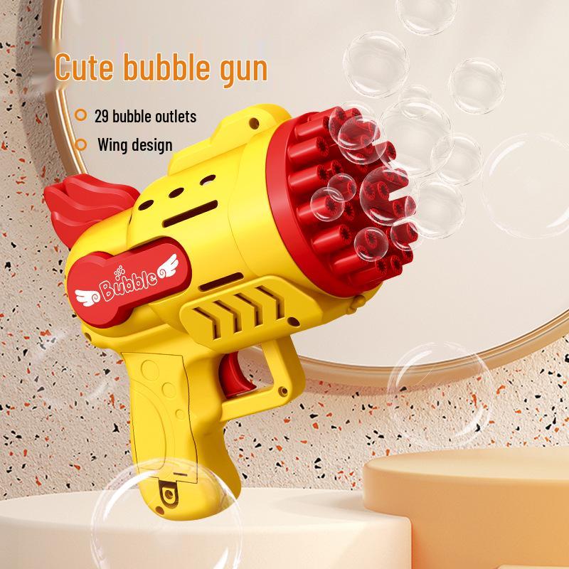 Cross 29-Hole Airplane Bubble Machine Kids' Toy - Multi-Hole Gatling Bubble Gun with Lights