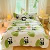 Cute Panda Plush Throw Blanket Boy Girl Soft Skin-friendly Green Blanket Letter Print Blankets Suitable for Home Travel Camping