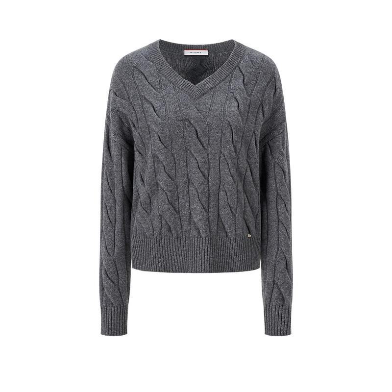 Navigare Women's 100% Merino Wool V-Neck Long Sleeve Knit Sweater