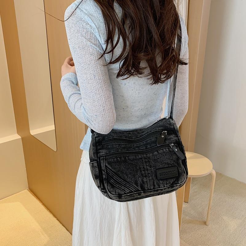 Borsa in Denim da Donna a Spalla per Pendolari Borsa a Tracolla di Grande Capacità