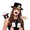 25pcs Poker Theme Photobooth Prop Las Vegas Photo Booth Props Poker Selfie Prop for Birthday Theme Party Decorations Poker Party Decoration