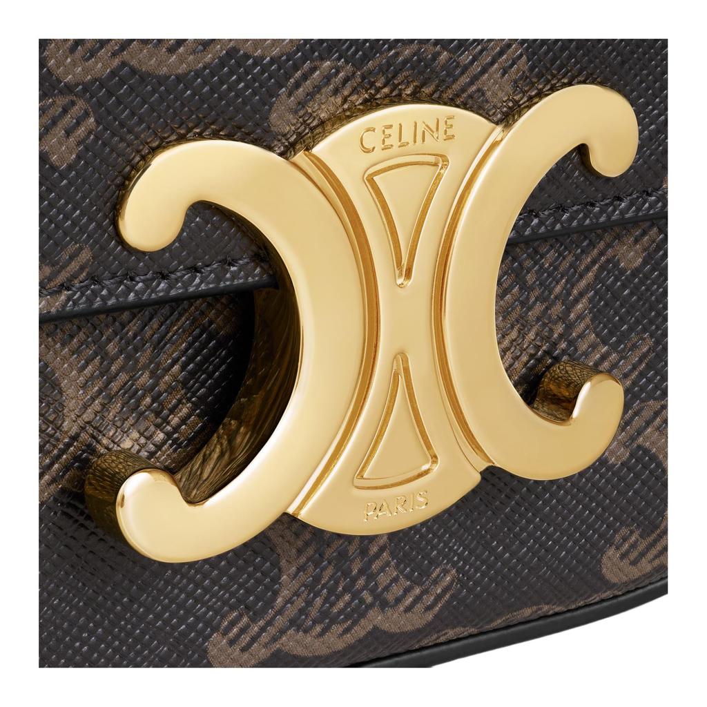Celine Claude Lock Logo Monogram Print Leather Mini Handbag Women Handbag Brown 10I512DQB-04LU