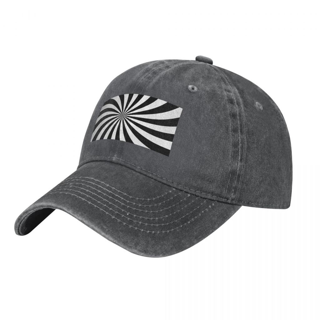 Black And White Swirl Baseball Caps Vintage Denim Washed Headwear Unisex Style Outdoor Running Hats
