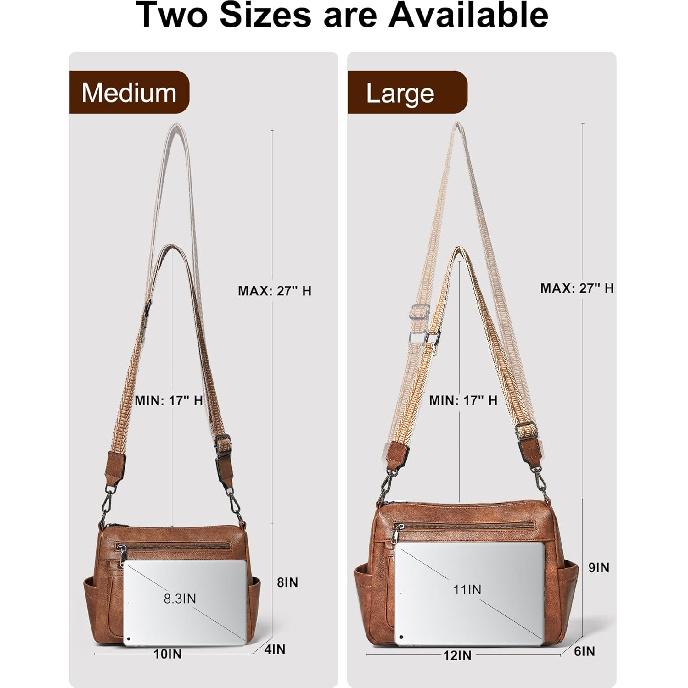 Bluome Crossbody Purses for Women, Medium Large Faux Leather Crossbody Bags Lightweight Sling Bag Shoulder Handbags