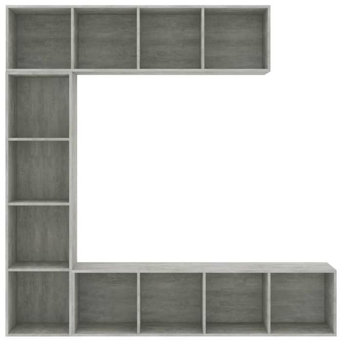 Bibliothèque / Meuble TV - Maison Exclusive - 3 pcs - Gris béton - 180 x 30 x 180 cm