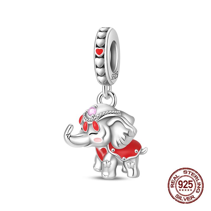 Compatible With Authentic Bracelets Copper Charm Bead Charms Bead Charms Pink Flowers Elephants Charm Bead Charms Ideal For Women Fine Do It Yourself