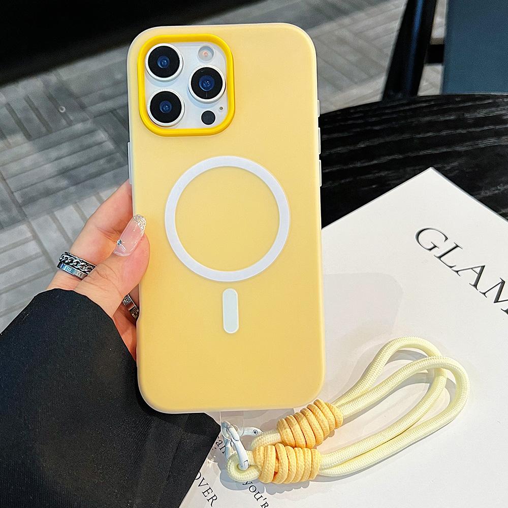 Luxury Candy Color With Lanyard For Magsafe Case for 17 16 15 14 12 11 13 Pro Max Plus Air Wireless Charge Magnetic Cover