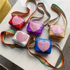 Chic Korean Style Kids Bag With Shiny Pu Leather And Colorful Rainbow Strap For Boys And Girls