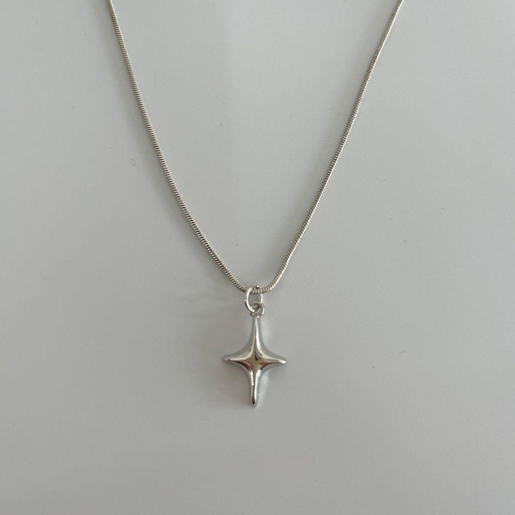 Women's Titanium Steel Star Cross Pendant Necklace - Versatile, Sweet, Cool Style with Snake Bone Chain