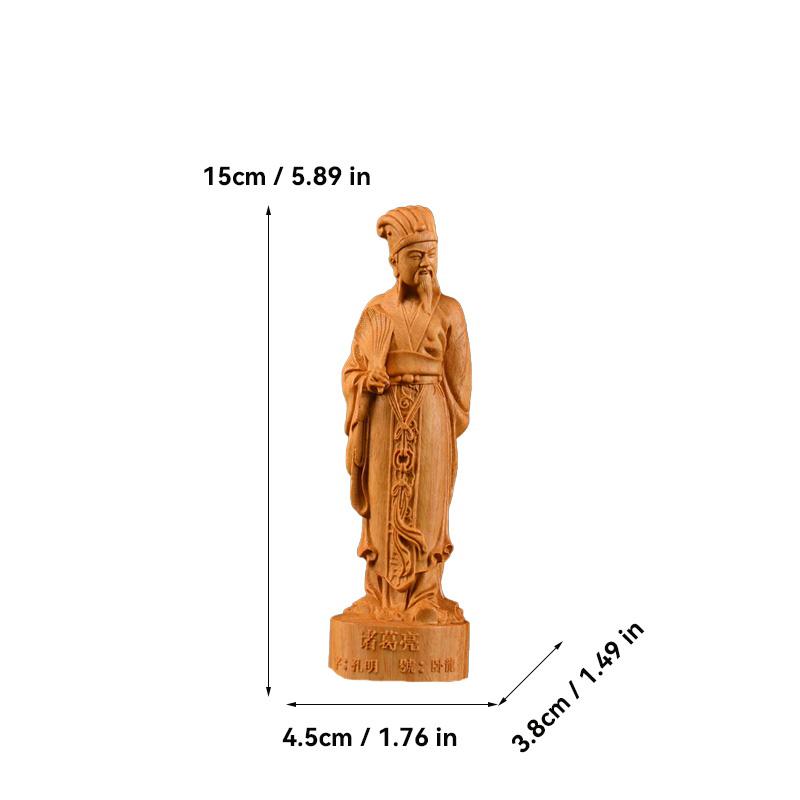 wood carving Zhuge Liang sculptures Figurines historical figure Home Room Office decoration and accessories commemorative gift