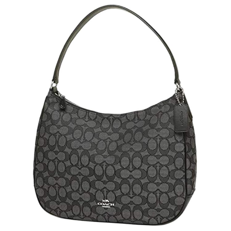 Coach Zip Shoulder Bag Classic Monogram Zipper Closure Leather Large Women Shoulder Bag Black 29959-SVDK6