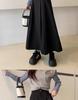 Plus Size Women's High Waist Black A-Line Midi Skirt - Autumn/Winter Fashion