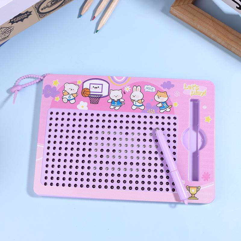 Eye-Catching Cartoon Steel Ball Doodle Board Keychain; Magnetic Sketch Pad Puzzle Toy For Backpack Accessory.