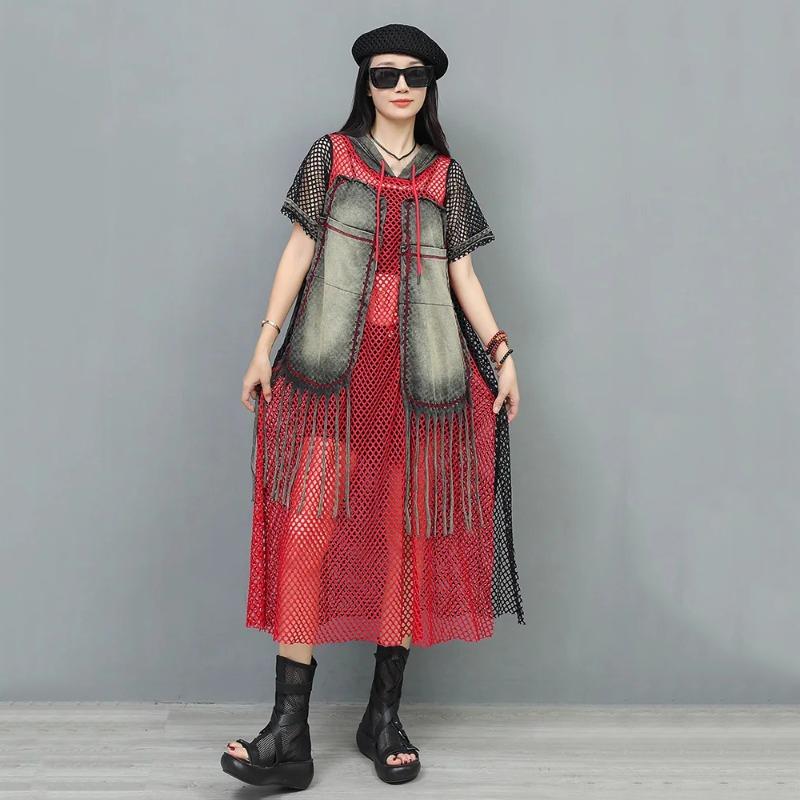 XITAO Hollow Out Patchwork Trend Dress HQQ2510
