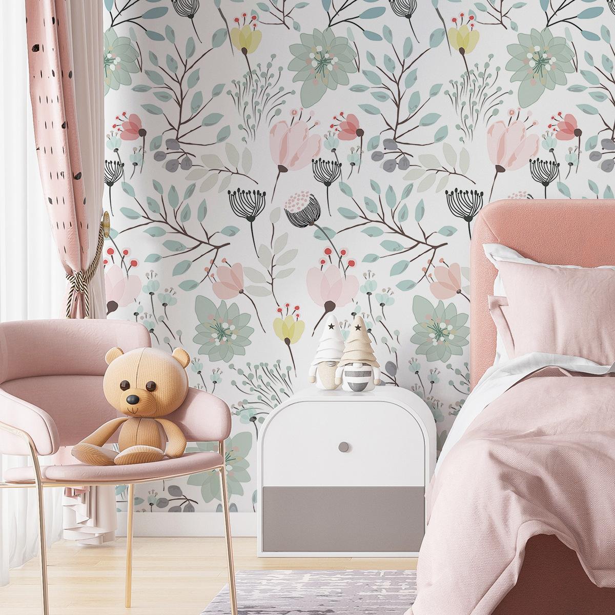 

Скандинавские фрески Американские обои с цветами Обои самоклеящиеся Фреска для спальни прихожей Может быть 40X124cm * 1 roll