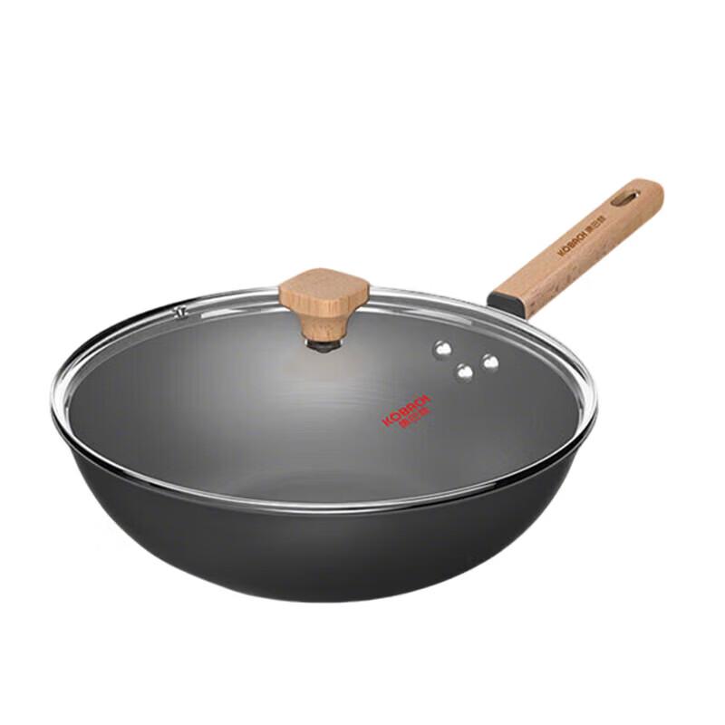 KOBACH 32cm Deep Nitrided Iron Wok Set