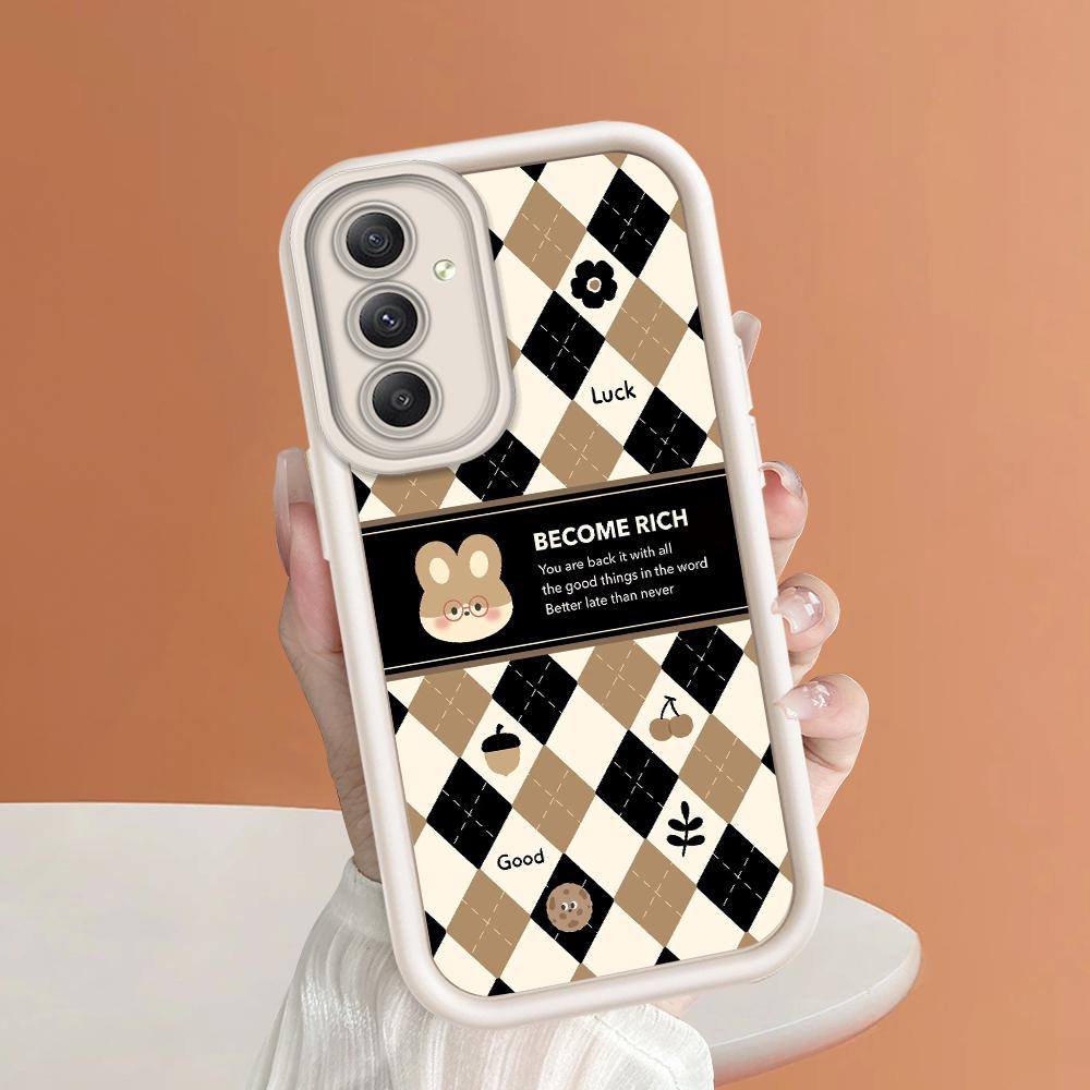 Soft Silicone Square Ladder Printing Pattern Phone Casing Full Cover Camera Shockproof Protection Rubber Case for Samsung