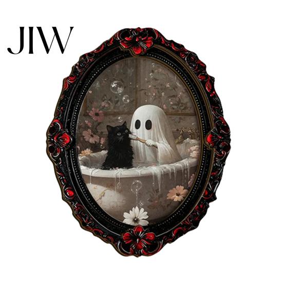 Scratch Resistant Fridge Decor Halloween Ghost Refrigerator Magnet, Retro Gothic Magnets, Oval Picture Frame Magnetic Stickers for Kitchen