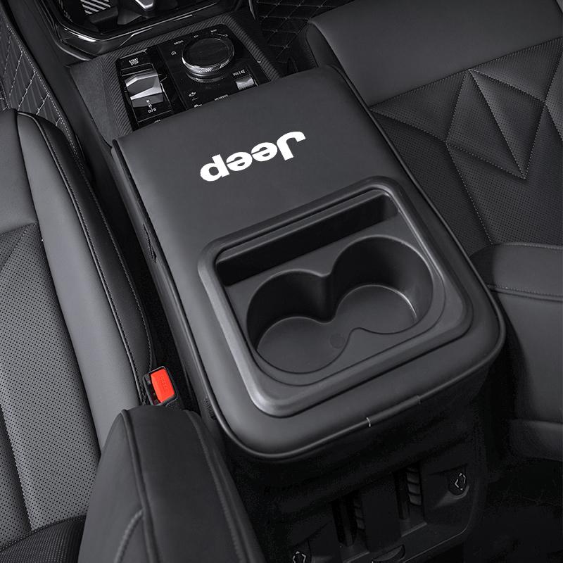 5,6 cm silný polštář na loketní opěrku do auta z paměťové pěny s držákem na nápoje pro Jeep Grand Cherokee Wrangler JK Gladiator Compass Renegade vcrf1