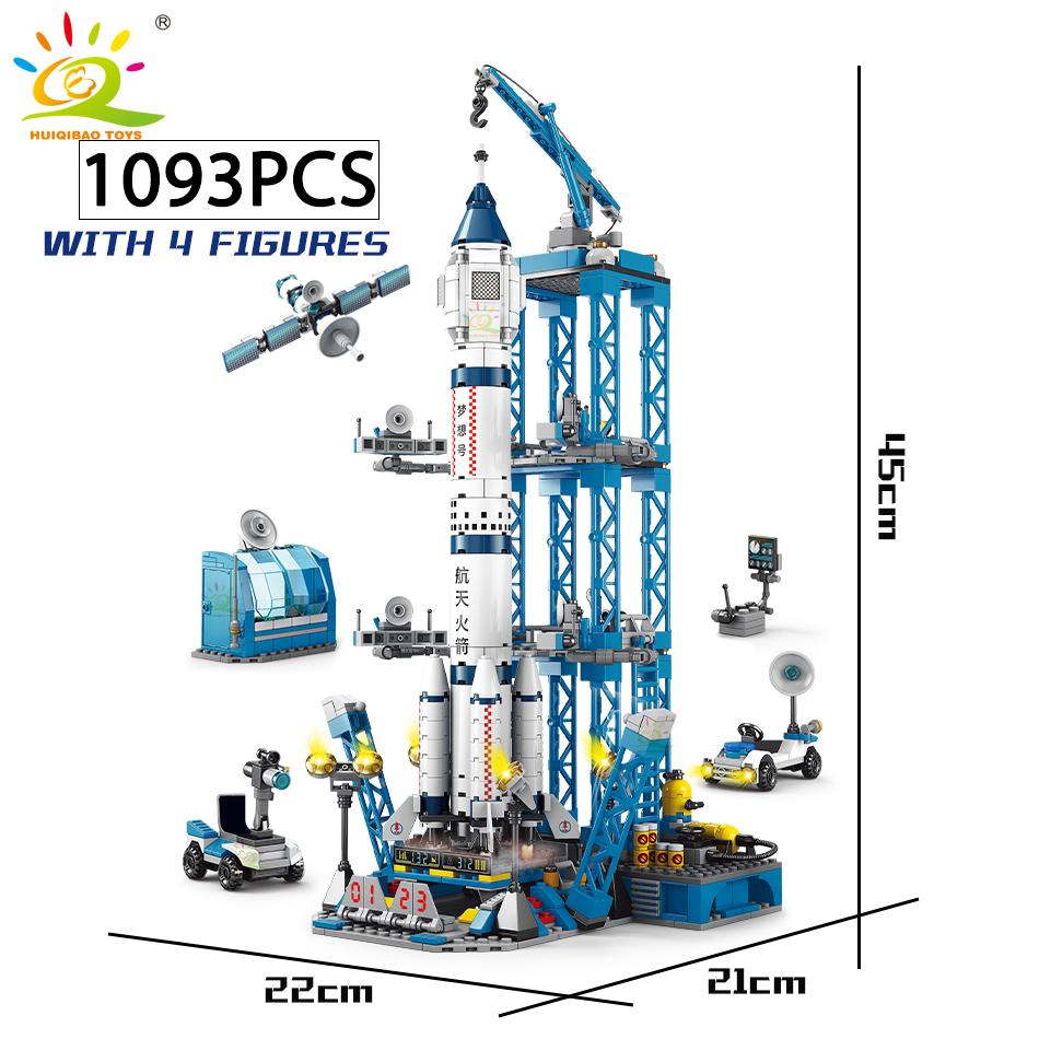 Non-Toxic Space Aviation Manned Rocket Building Blocks With Astronaut Figure City Aerospace Model Bricks Children Toys For Kids