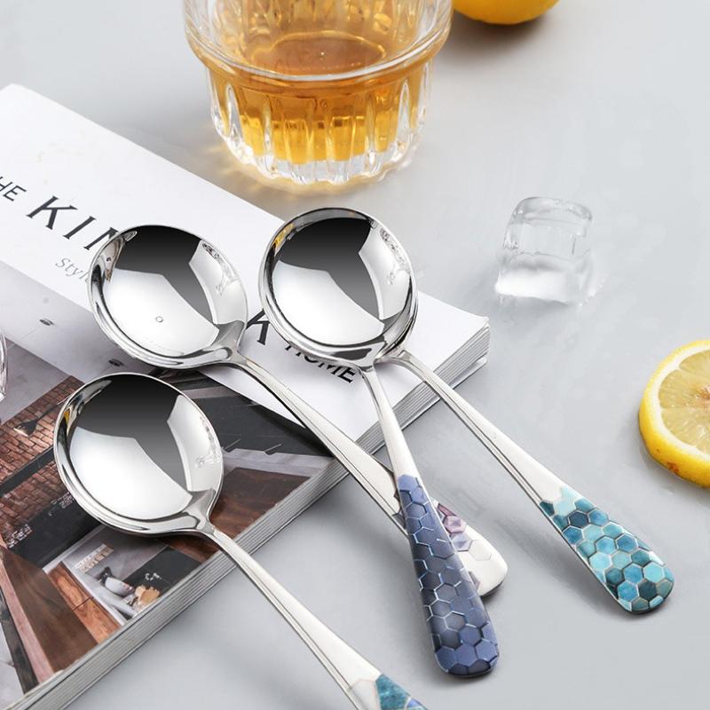 Cucchiaino per Bambini in Acciaio Inossidabile 304 con Testa Rotonda e Manico Lungo - Sicuro per l'Alimentazione dei Lattanti con Zuppa, Design Creativo Stile Coreano (ZOKE)