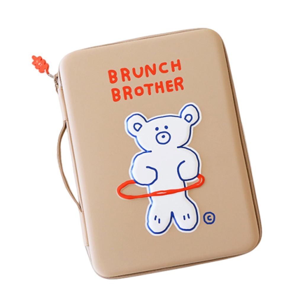 

11 Inch Hard Shell Bag Cartoon Animal Bear Large Capacity Anti Drop Protection Storage Bag PC Case Tablet Bag Electronic Storage бежевий