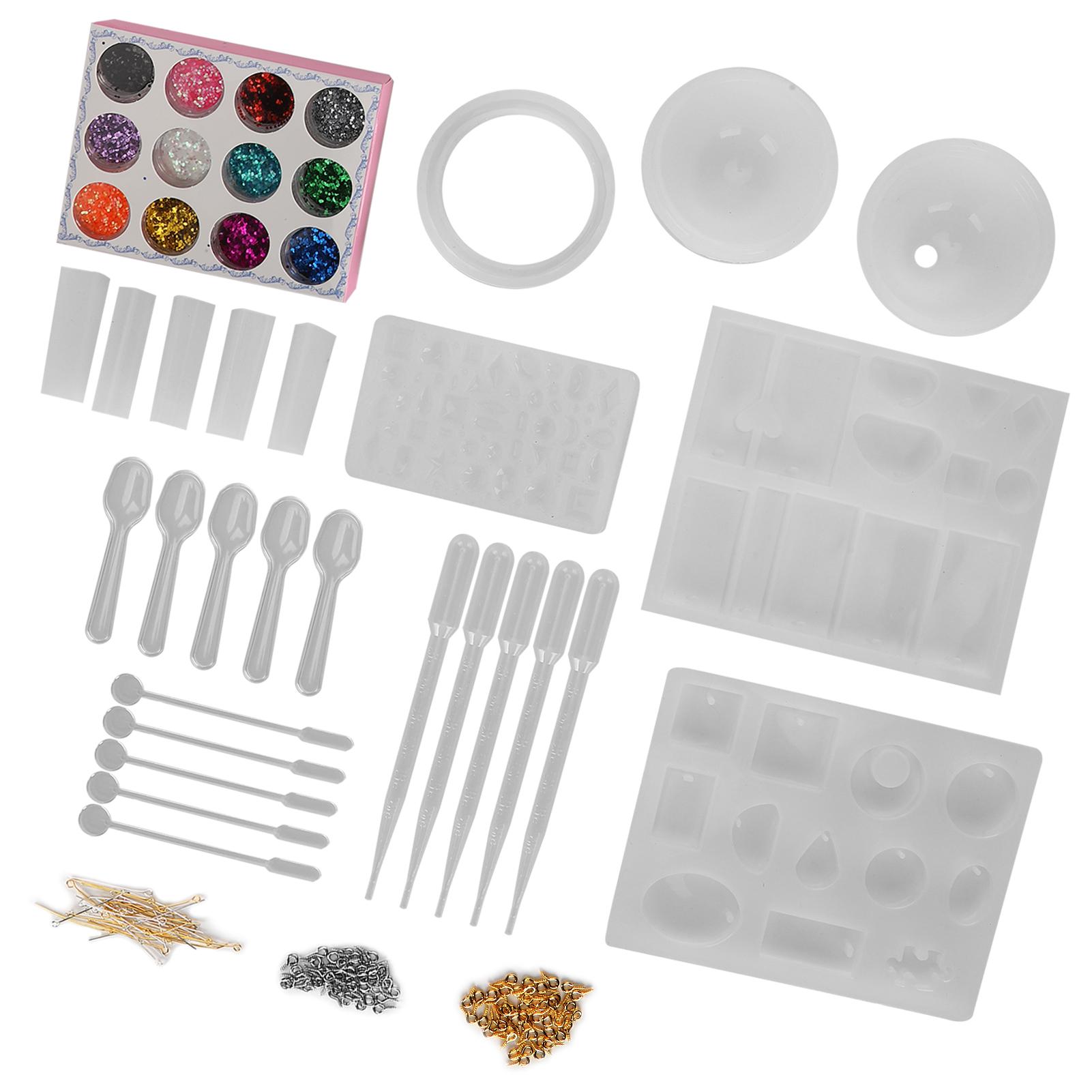 DIY Craft Jewelry Pendant Making Mold Jewelry Casting Silicone Mold Glitter Powder Set