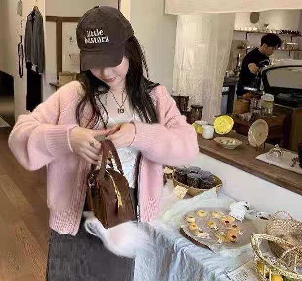 Women's Stylish Short Wool Knit Cardigan, Round Neck, Autumn Winter Cashmere Sweater Coat with Double Zipper.