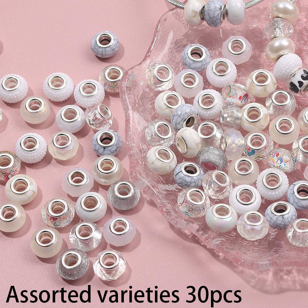 

30/50/100 шт. бусина с большим отверстием 14 мм европейская ручка бусина браслет изготовление ювелирных изделий интервал бусина кулон операция рождественская бусина ручка лампа рукоделие своими руками 30pcs белый