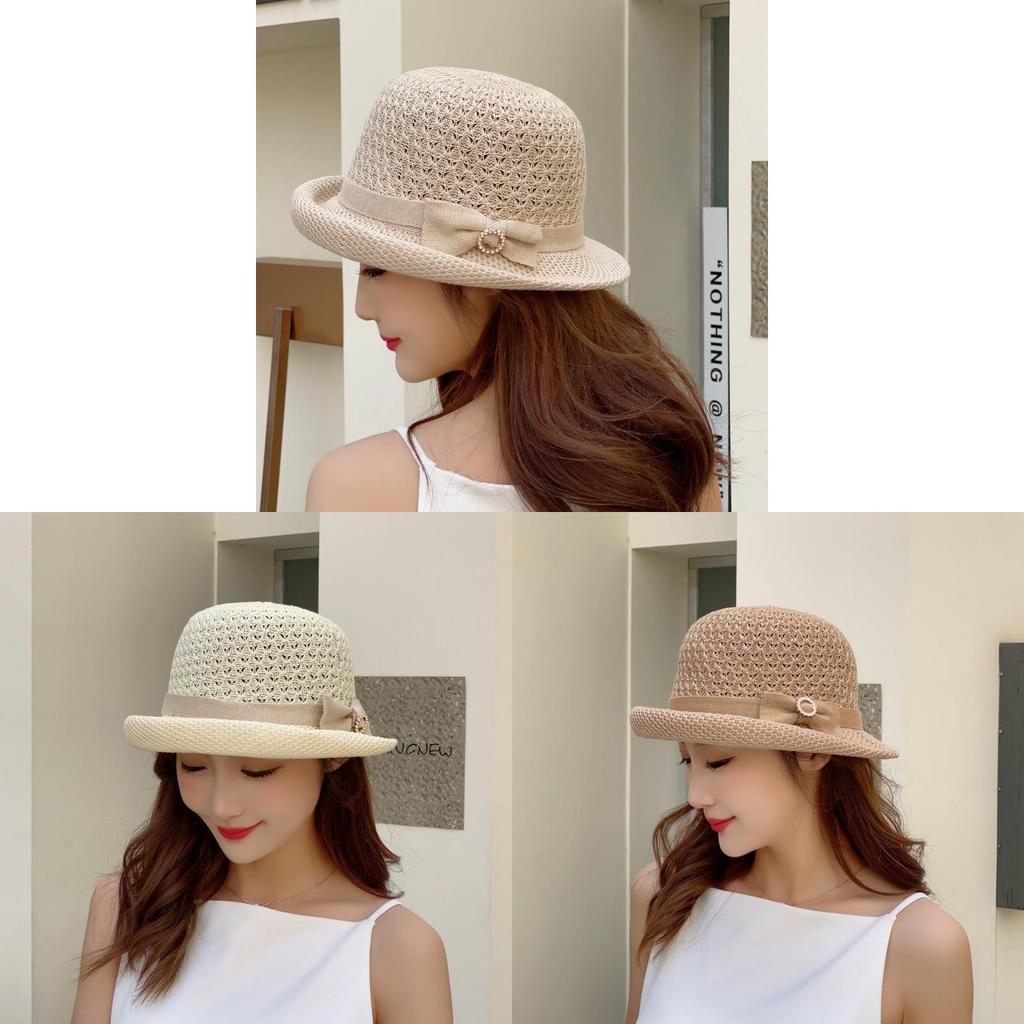 Summer Breathable Woven Sun Hat With Curved Brim For Moms And Outdoors