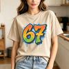 67 Graffiti Number Unisex TShirt Casual Summer Short Sleeve Cotton Fashion Harajuku Aesthetic Top For Gift