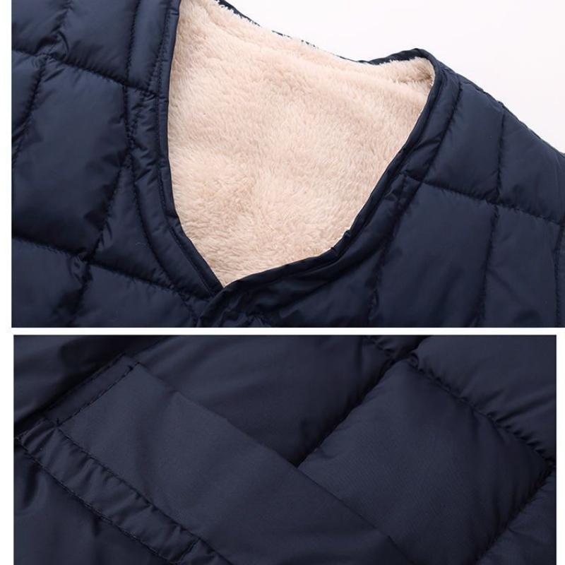 Middle-aged and Elderly Men's Vest Grandpa Style Warm Vest Sleeveless Men's Outerwear Cotton Vest with Fleece Lining Thickened Vest Sleeveless Jacket